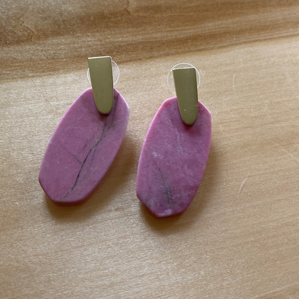Kendra Scott Statement Earrings Pink Marble